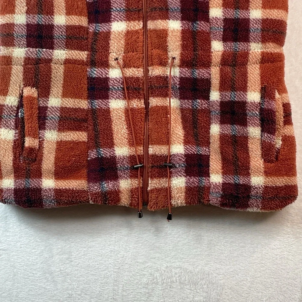 Jason Maxwell Outerwear Collection Womens Large Fleece Vest‎ Plaid Fall Colors